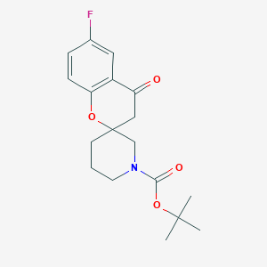 molecular formula C18H22FNO4 B13227738 tert-Butyl 6-fluoro-4-oxo-3,4-dihydrospiro[1-benzopyran-2,3'-piperidine]-1'-carboxylate 