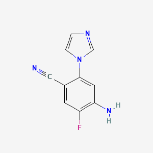 molecular formula C10H7FN4 B13227744 4-Amino-5-fluoro-2-(1H-imidazol-1-yl)benzonitrile 