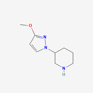 molecular formula C9H15N3O B13227835 3-(3-Methoxy-1H-pyrazol-1-yl)piperidine 