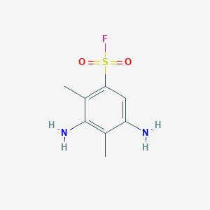 molecular formula C8H11FN2O2S B13227840 3,5-Diamino-2,4-dimethylbenzene-1-sulfonyl fluoride 