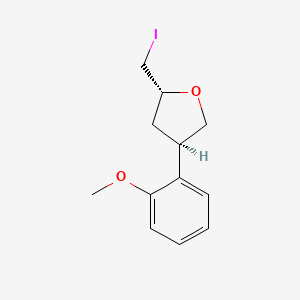 molecular formula C12H15IO2 B13227858 (2R,4R)-2-(Iodomethyl)-4-(2-methoxyphenyl)oxolane 