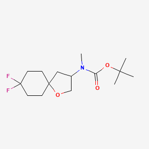 molecular formula C15H25F2NO3 B13227920 tert-Butyl N-{8,8-difluoro-1-oxaspiro[4.5]decan-3-yl}-N-methylcarbamate 