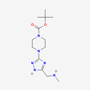 molecular formula C13H24N6O2 B13227951 tert-Butyl 4-{5-[(methylamino)methyl]-1H-1,2,4-triazol-3-yl}piperazine-1-carboxylate 