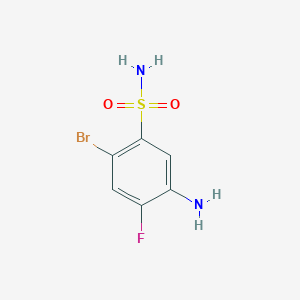 molecular formula C6H6BrFN2O2S B13227978 5-Amino-2-bromo-4-fluorobenzene-1-sulfonamide 