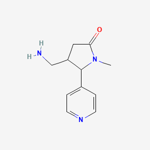 molecular formula C11H15N3O B13227980 4-(Aminomethyl)-1-methyl-5-(pyridin-4-yl)pyrrolidin-2-one 