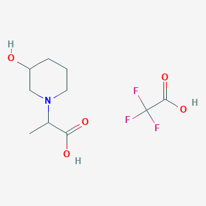 molecular formula C10H16F3NO5 B13228025 2-(3-Hydroxypiperidin-1-yl)propanoicacid,trifluoroaceticacid 