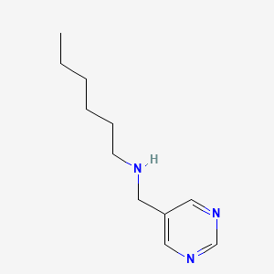 molecular formula C11H19N3 B13228420 Hexyl(pyrimidin-5-ylmethyl)amine 