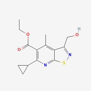 molecular formula C14H16N2O3S B13228633 Ethyl 6-cyclopropyl-3-(hydroxymethyl)-4-methyl-[1,2]thiazolo[5,4-b]pyridine-5-carboxylate 