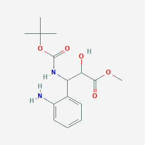 molecular formula C15H22N2O5 B13229120 Methyl 3-(2-aminophenyl)-3-{[(tert-butoxy)carbonyl]amino}-2-hydroxypropanoate 