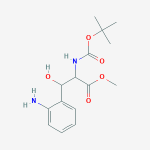 molecular formula C15H22N2O5 B13229359 Methyl 3-(2-aminophenyl)-2-{[(tert-butoxy)carbonyl]amino}-3-hydroxypropanoate 