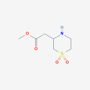 molecular formula C7H13NO4S B13229394 Methyl 2-(1,1-dioxidothiomorpholin-3-yl)acetate 