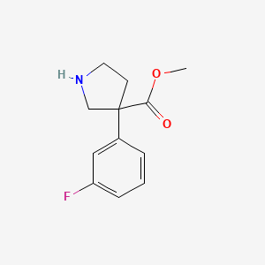 molecular formula C12H14FNO2 B13229746 Methyl 3-(3-fluorophenyl)pyrrolidine-3-carboxylate 