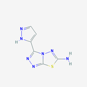molecular formula C6H5N7S B1323028 3-(1H-吡唑-5-基)[1,2,4]三唑并[3,4-b][1,3,4]-噻二唑-6-胺 CAS No. 1007469-54-6