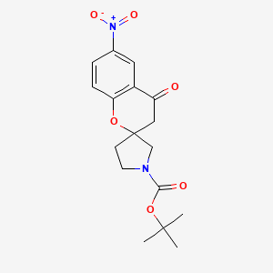 molecular formula C17H20N2O6 B13230907 tert-Butyl 6-nitro-4-oxo-3,4-dihydrospiro[1-benzopyran-2,3'-pyrrolidine]-1'-carboxylate 