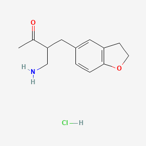 molecular formula C13H18ClNO2 B13231313 3-(Aminomethyl)-4-(2,3-dihydro-1-benzofuran-5-yl)butan-2-one;hydrochloride 