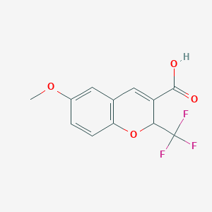 molecular formula C12H9F3O4 B13231319 6-methoxy-2-(trifluoromethyl)-2H-chromene-3-carboxylic Acid 