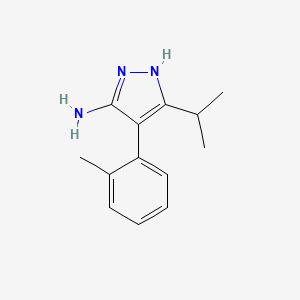 molecular formula C13H17N3 B13231398 4-(2-Methylphenyl)-5-(propan-2-yl)-1H-pyrazol-3-amine 