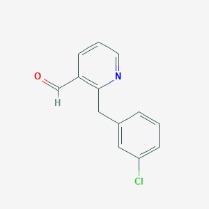 molecular formula C13H10ClNO B13231430 2-[(3-Chlorophenyl)methyl]pyridine-3-carbaldehyde 