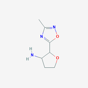 molecular formula C7H11N3O2 B13231560 2-(3-Methyl-1,2,4-oxadiazol-5-yl)oxolan-3-amine 