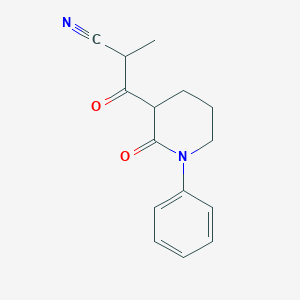 molecular formula C15H16N2O2 B13231654 2-Methyl-3-oxo-3-(2-oxo-1-phenylpiperidin-3-yl)propanenitrile 