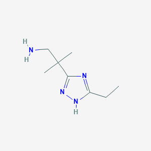 molecular formula C8H16N4 B13231659 2-(5-Ethyl-1H-1,2,4-triazol-3-yl)-2-methylpropan-1-amine 