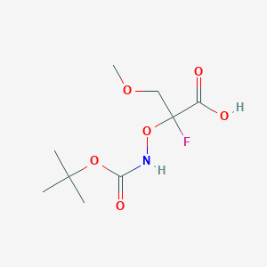 molecular formula C9H16FNO6 B13231679 2-({[(Tert-butoxy)carbonyl]amino}oxy)-2-fluoro-3-methoxypropanoic acid 