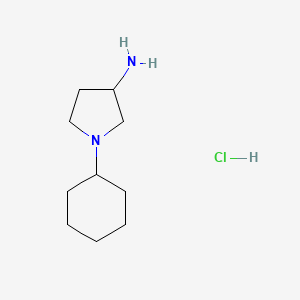 molecular formula C10H21ClN2 B13231771 1-Cyclohexylpyrrolidin-3-amine hydrochloride CAS No. 1955541-00-0