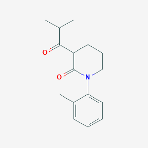 molecular formula C16H21NO2 B13231791 1-(2-Methylphenyl)-3-(2-methylpropanoyl)piperidin-2-one 