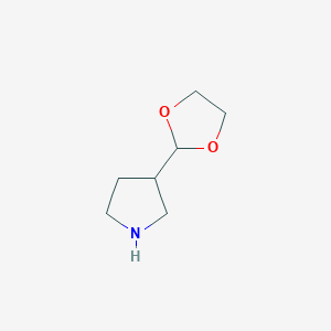 molecular formula C7H13NO2 B13231871 3-(1,3-Dioxolan-2-yl)pyrrolidine 