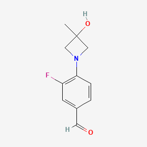 molecular formula C11H12FNO2 B13231877 3-Fluoro-4-(3-hydroxy-3-methylazetidin-1-yl)benzaldehyde 