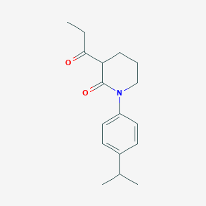 molecular formula C17H23NO2 B13232033 1-[4-(Propan-2-yl)phenyl]-3-propanoylpiperidin-2-one 