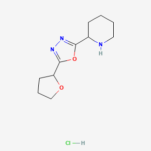 2-[5-(Oxolan-2-yl)-1,3,4-oxadiazol-2-yl]piperidine hydrochloride