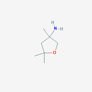 molecular formula C7H15NO B13232420 3,5,5-Trimethyloxolan-3-amine 