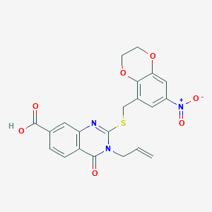 2-{[(7-Nitro-2,3-dihydro-1,4-benzodioxin-5-yl)methyl]sulfanyl}-4-oxo-3-(prop-2-en-1-yl)-3,4-dihydroquinazoline-7-carboxylic acid