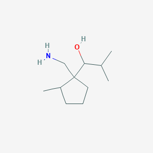 molecular formula C11H23NO B13232586 1-[1-(Aminomethyl)-2-methylcyclopentyl]-2-methylpropan-1-ol 