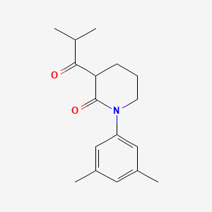 molecular formula C17H23NO2 B13232659 1-(3,5-Dimethylphenyl)-3-(2-methylpropanoyl)piperidin-2-one 