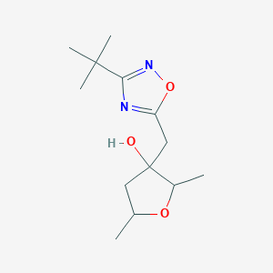 molecular formula C13H22N2O3 B13232693 3-[(3-tert-Butyl-1,2,4-oxadiazol-5-yl)methyl]-2,5-dimethyloxolan-3-ol 