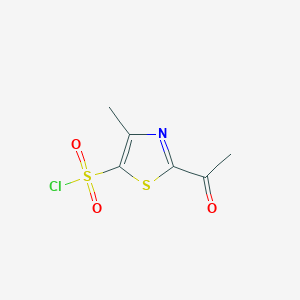 molecular formula C6H6ClNO3S2 B13232755 2-Acetyl-4-methyl-1,3-thiazole-5-sulfonyl chloride 