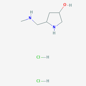 molecular formula C6H16Cl2N2O B13232823 5-[(Methylamino)methyl]pyrrolidin-3-ol dihydrochloride 