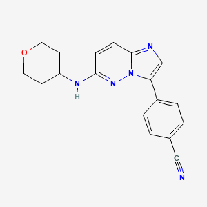 4-{6-[(Oxan-4-yl)amino]imidazo[1,2-b]pyridazin-3-yl}benzonitrile