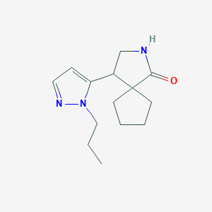 molecular formula C14H21N3O B13233058 4-(1-Propyl-1H-pyrazol-5-yl)-2-azaspiro[4.4]nonan-1-one 