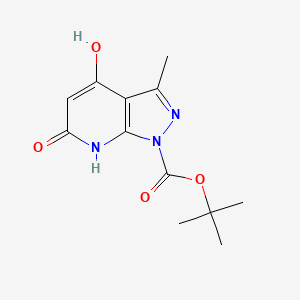 molecular formula C12H15N3O4 B13233135 tert-Butyl 4,6-dihydroxy-3-methyl-1H-pyrazolo[3,4-b]pyridine-1-carboxylate 