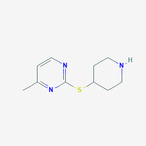 molecular formula C10H15N3S B13233172 4-Methyl-2-(piperidin-4-ylsulfanyl)pyrimidine 