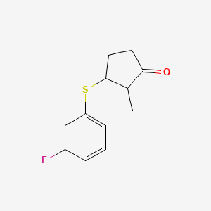 molecular formula C12H13FOS B13233220 3-[(3-Fluorophenyl)sulfanyl]-2-methylcyclopentan-1-one 