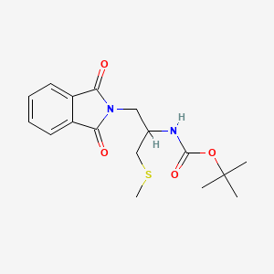 molecular formula C17H22N2O4S B1323324 叔丁基[2-邻苯二甲酰亚胺-1-(甲硫烷基甲基)乙基]氨基甲酸酯 CAS No. 885266-58-0