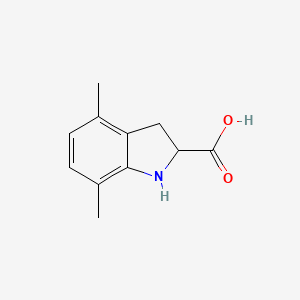 molecular formula C11H13NO2 B13233247 4,7-Dimethyl-2,3-dihydro-1H-indole-2-carboxylic acid 