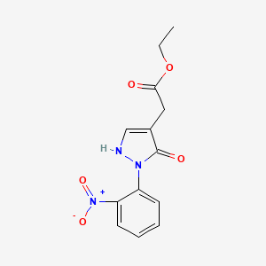 molecular formula C13H13N3O5 B13233255 Ethyl 2-[2-(2-nitrophenyl)-3-oxo-2,3-dihydro-1H-pyrazol-4-yl]acetate 