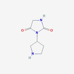 molecular formula C7H11N3O2 B13233387 3-(Pyrrolidin-3-yl)imidazolidine-2,4-dione 