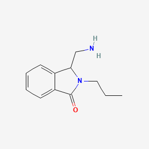 molecular formula C12H16N2O B13233538 3-(Aminomethyl)-2-propyl-2,3-dihydro-1H-isoindol-1-one 