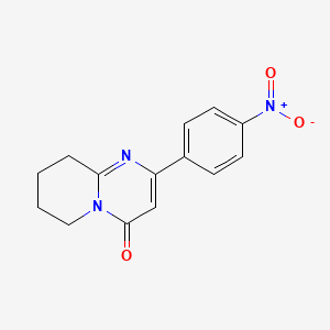 molecular formula C14H13N3O3 B13233613 2-(4-Nitrophenyl)-4H,6H,7H,8H,9H-pyrido[1,2-a]pyrimidin-4-one 